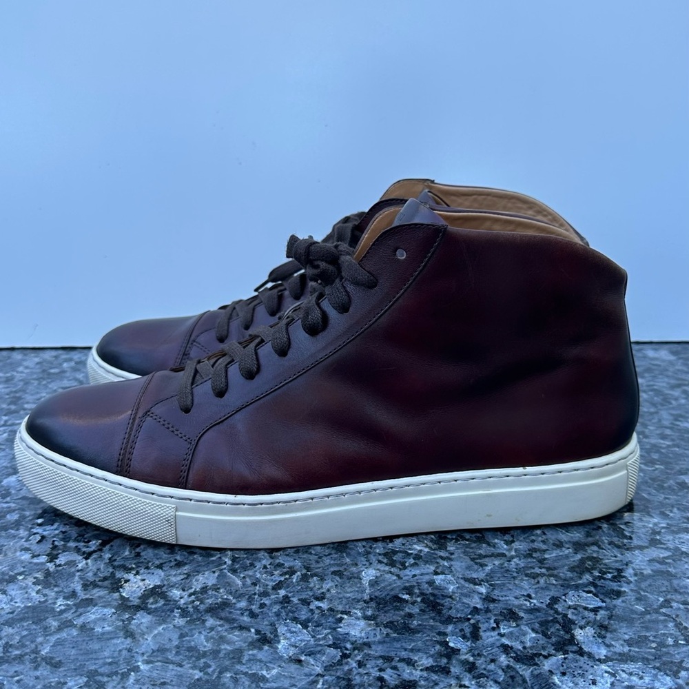 Magnanni Mid Top Red Leather Sneakers Men’s Size 13 M - Picture 3 of 12